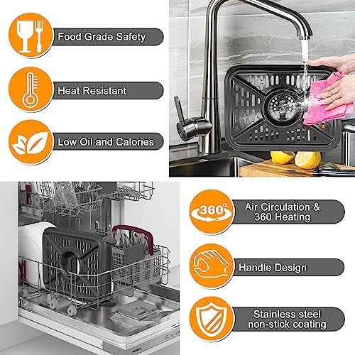 Air Fryer Grill Pan for Ninja AD350CO DZ401 Foodi 10 Quart 6 in 1 DualZone XL 2 Baskets Air Fryer, Replacement Air Fryer Crisper Plate Grill Plate Tray Accessories, Dishwasher Safe