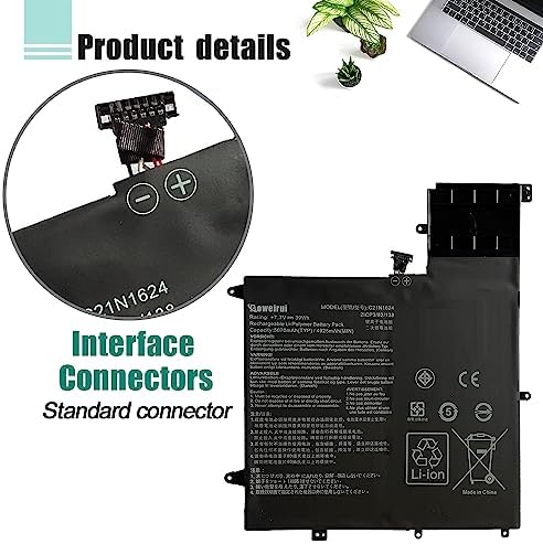 C21N1624 Battery Replacement for Asus Q325UA Q325UAR UX370UA-C4061T Q325U-BI7T18 ZenBook Flip S UX370UA UX370UA-1A 1B UX370UA-C4129T C4061T C4072T C4093T C4104T Series 0B200-02420000 39Wh
