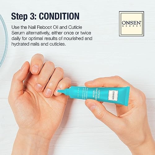 Onsen Secret Ultimate Nail Reboot Kit - Professional Nail File and Buffer, 3-Way Block w/Replacement Pads, Nail Strengthening Cuticle Cream, Reboot Oil & Anti Aging Hand Lotion