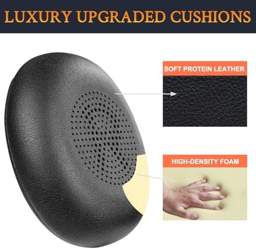 SOULWIT Earpads Replacement for Jabra Evolve2 65 (Evolve 2 65MS 65UC MS UC)/Evolve2 40 (40UC 40MS USB)/Elite 45h On-Ear Wireless Headset, Ear Pads Cushions with Softer Protein Leather - Black
