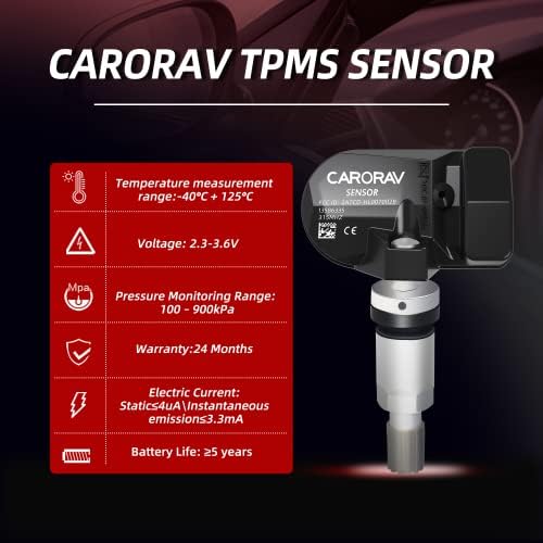TPMS Sensor GM, 4-Pack Tire Pressure Sensor Replacement for GM Chevy GMC Cadillac Buick, 315MHz OE Replaces# 13586335, 13581558, 13598771, 13598772