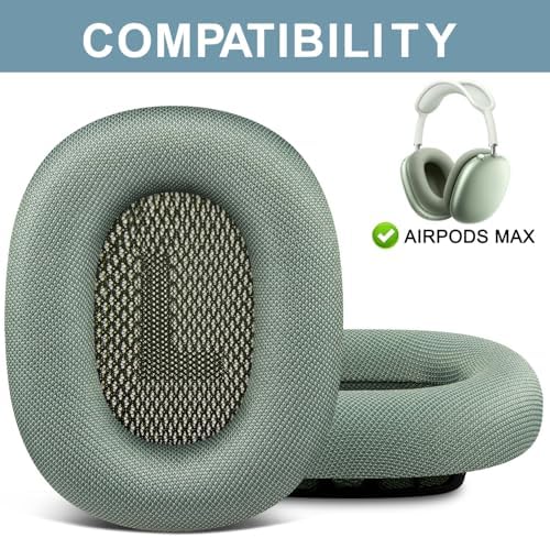 SOPROM Ear Pads Replacement for Airpods Max Over-Ear Headphones, Earpads Cushions with Durable Mesh Fabric, Softer Foam - Green