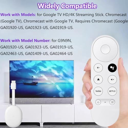 Replacement Voice Remote for Google Chromecast TV, Remote Control for G9N9N, GA01409-US, GA01920-US, GA01919-US, GA01923-US, GA02463