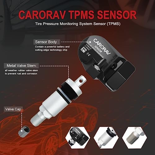 TPMS Sensor GM, 4-Pack Tire Pressure Sensor Replacement for GM Chevy GMC Cadillac Buick, 315MHz OE Replaces# 13586335, 13581558, 13598771, 13598772