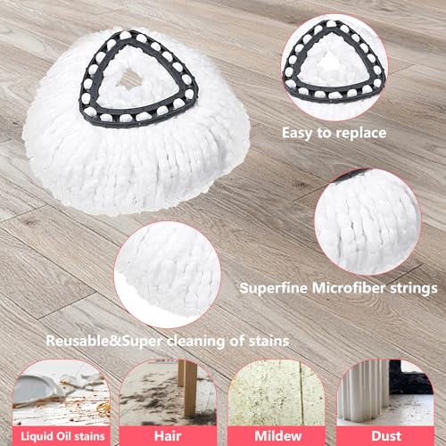 Mop Replacement Heads 4 Pcs & 1 Scrub Brush & 1 Base Set for Ocedar Easywring 1-Tank System,Microfiber Spin Mop Replacement Head,Machine Washable for Bathroom,Kitchen,Tub and Tile