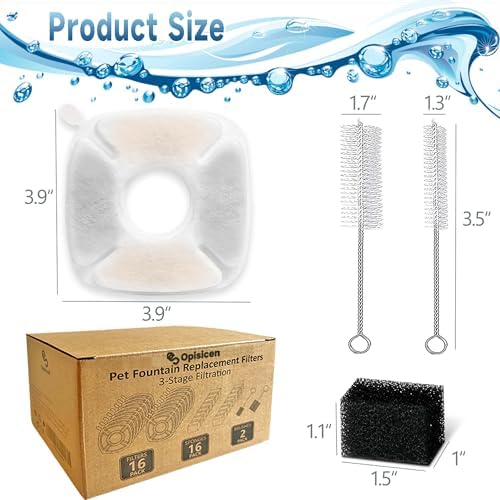 18 Pcs Cat Fountain Filters Replacement Compatible with VEKEN® 95oz/2.8L Cat Water Fountain Filters Automatic Dog Water Fountain Filters Pet Fountain