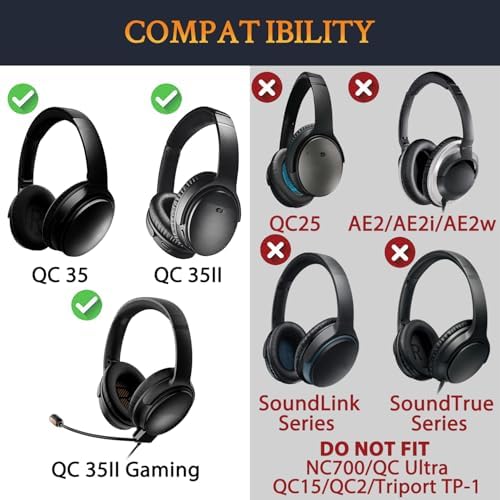 SOULWIT Ear Pads Cushions + Headband + Silicone Earpads Cover Protector, Replacement Kit for Bose QuietComfort 35 QC35, QC35 ii Over-Ear Headphones - Silver