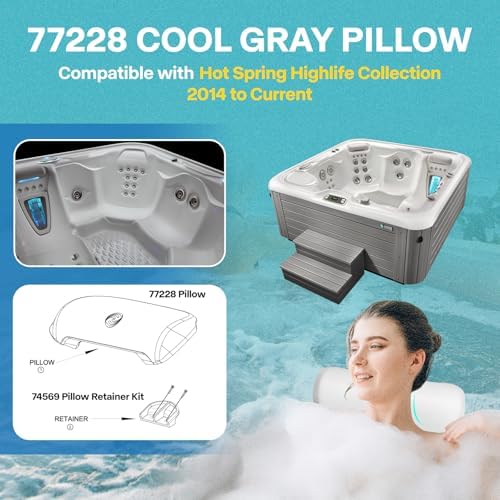 2-Pack 1411501 77228 Spa Neck Pillow for Hot Spring Highlife Series Spas from 2014-Current, 14" L X 5.5”W, Cool Gray, Hot Tub Spa Head Rest Pillows for Watkins Five Years Free Replacement