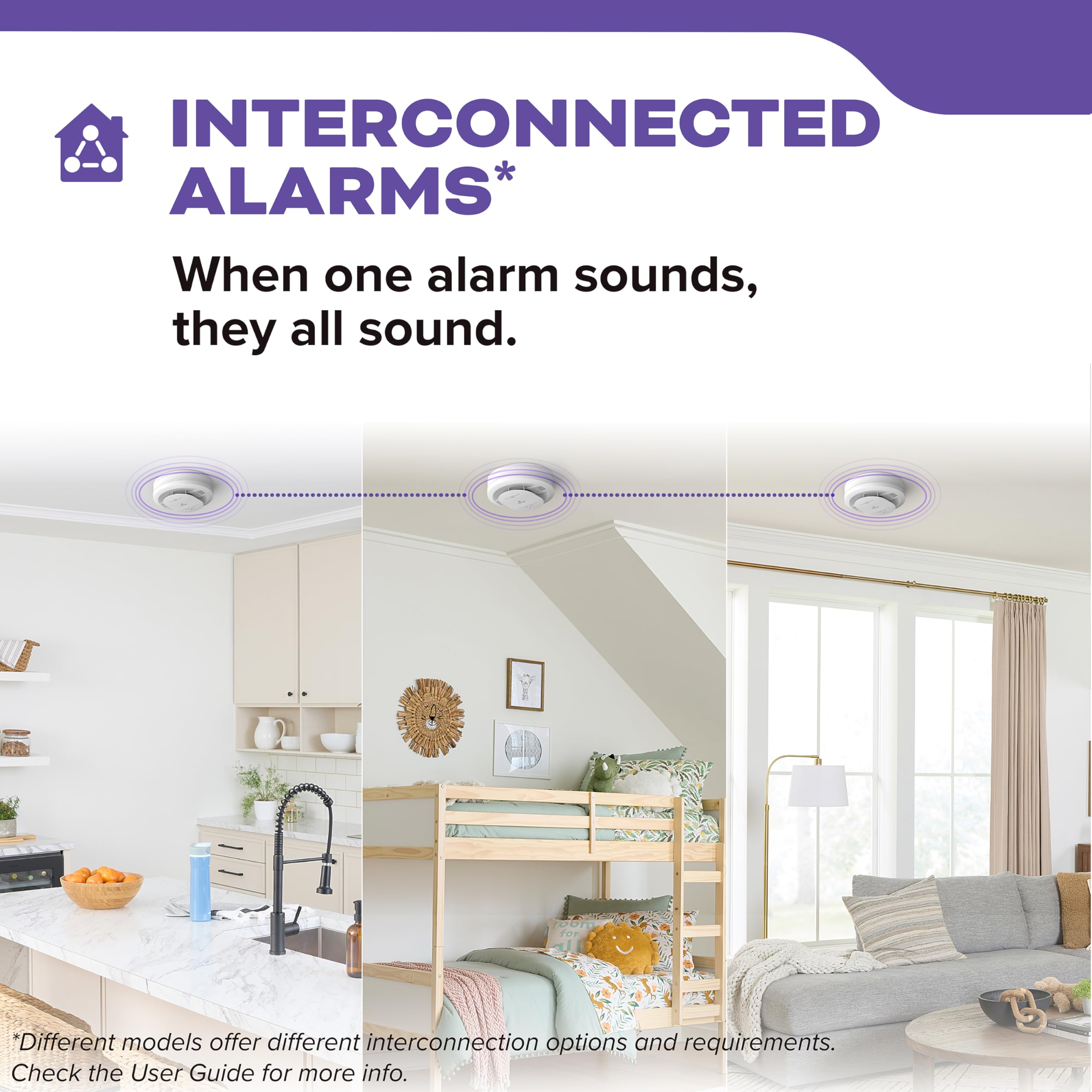 Kidde Hardwired Smoke & Carbon Monoxide Detector, 10-Year Battery Backup, Voice Alerts, Interconnectable LED Warning Light Indicators, 2 Pack