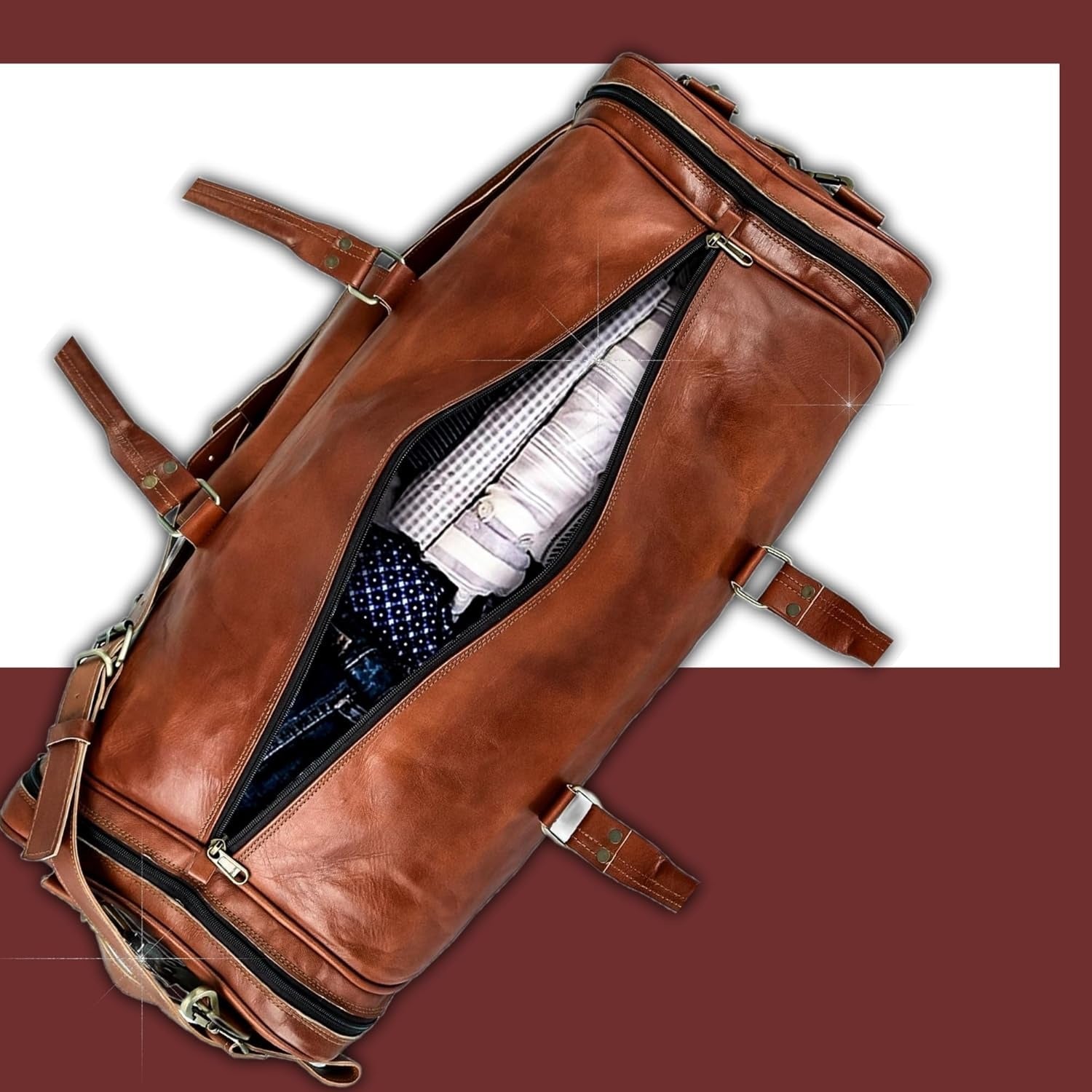 Handcrafted Genuine Leather Weekender Duffel